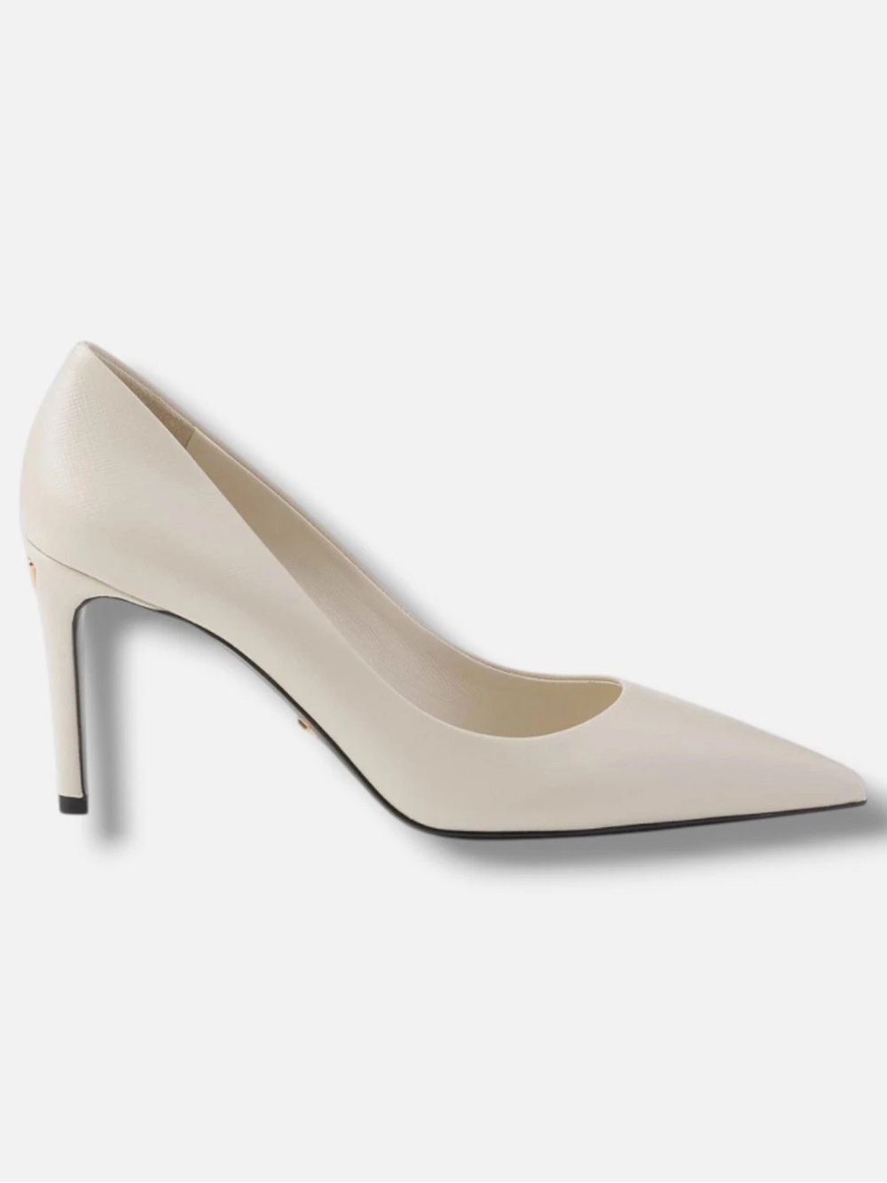 Prada Pointed-Toe High Heel Pump in Cream